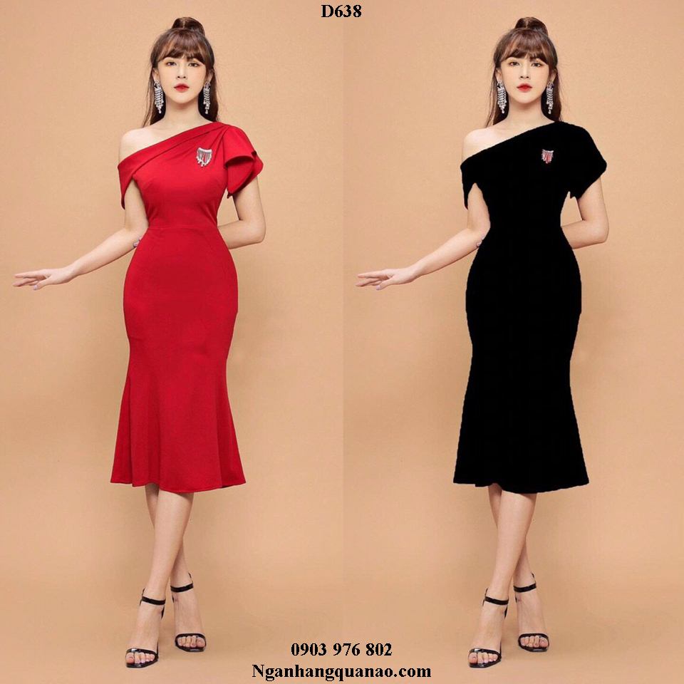 Váy kim sa thiết kế lệch vai xẻ đùi cao khoe dáng - D484 - AloraShop21