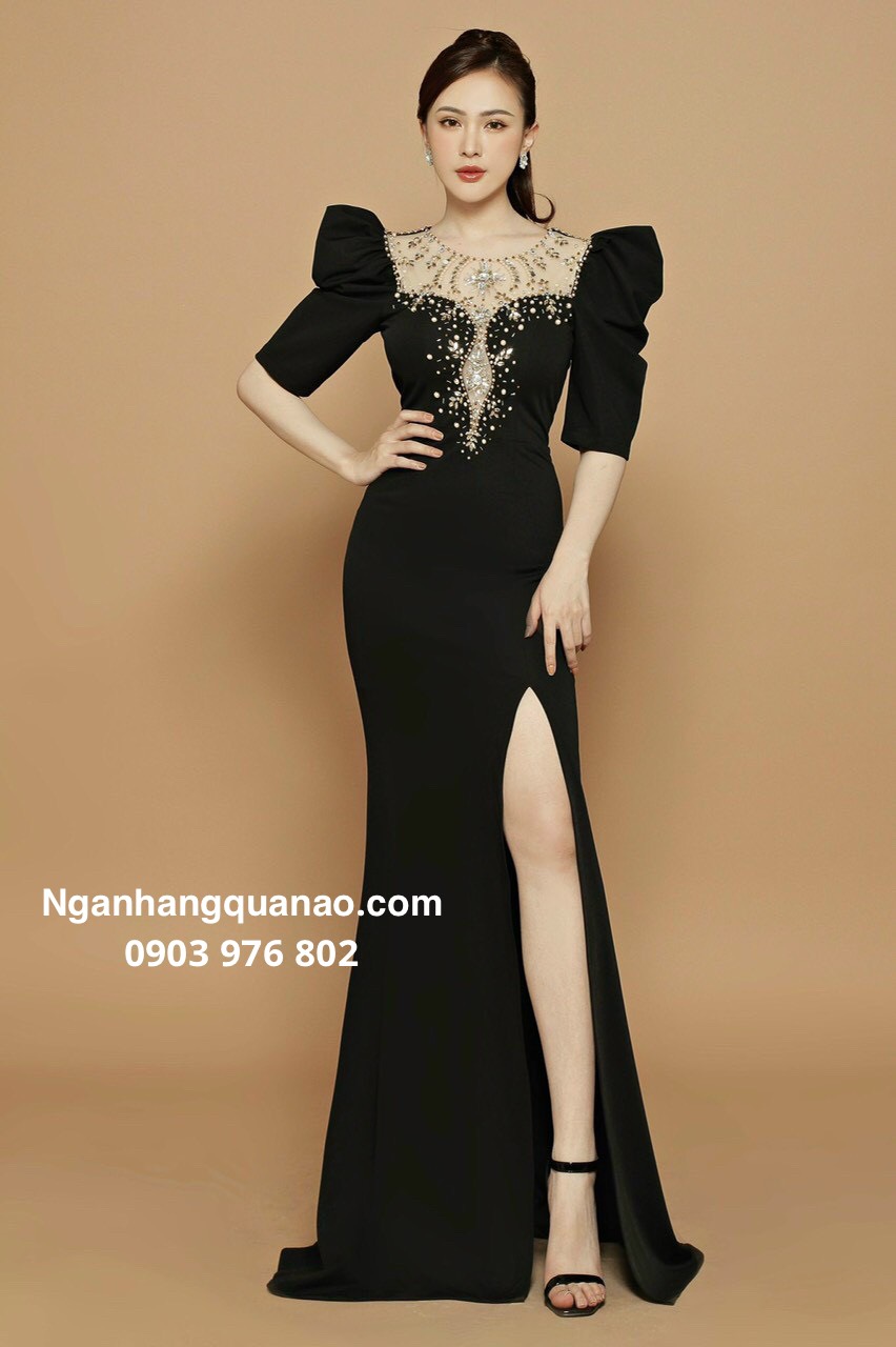 Váy Đầm Dạ Hội Nữ Hoàng Đen Đính Đá Pha Lê Rosaleen Dress - Đầm dáng xòe |  ThờiTrangNữ.vn